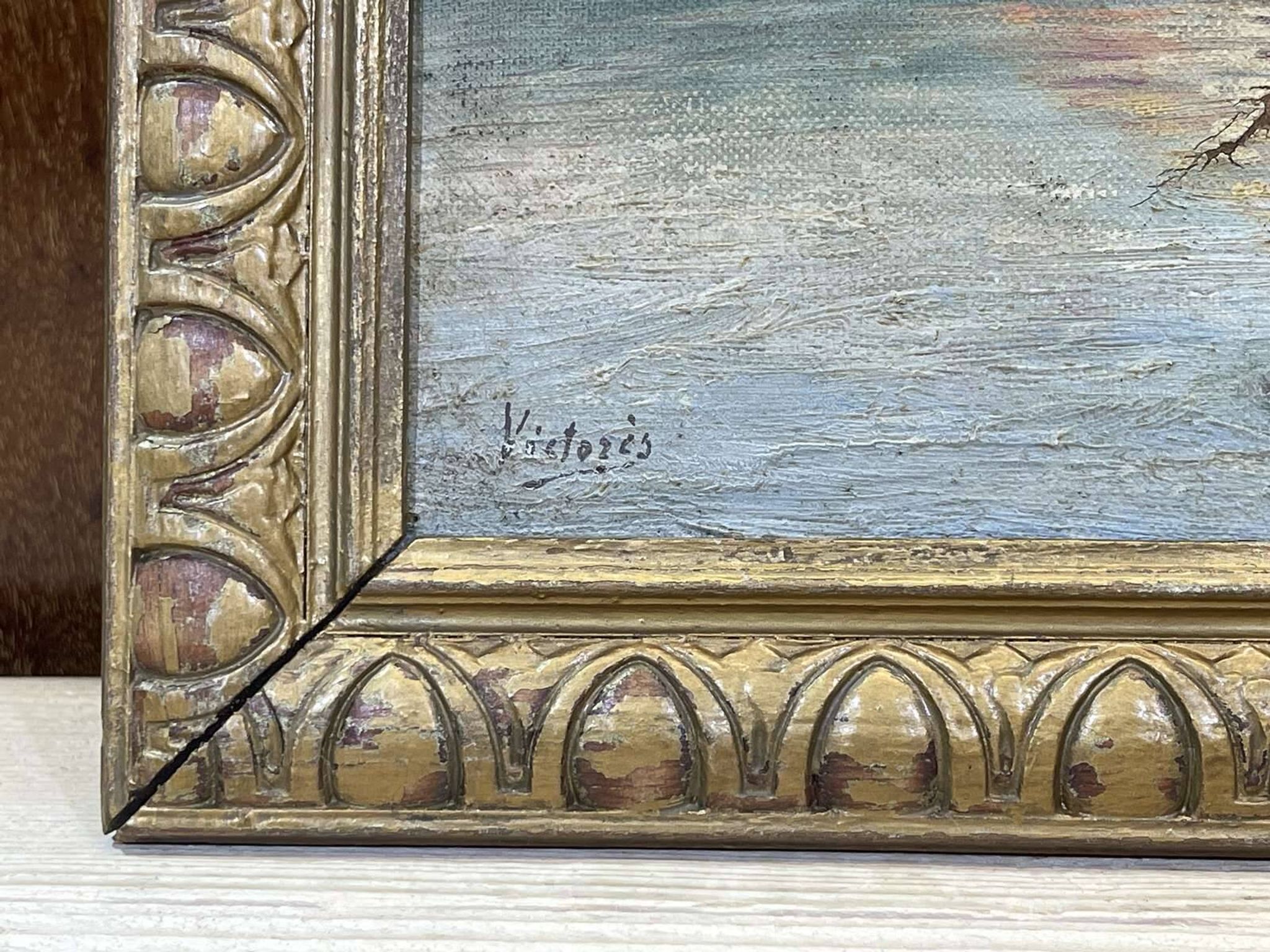 Marine, Huile sur toile signée Victorès