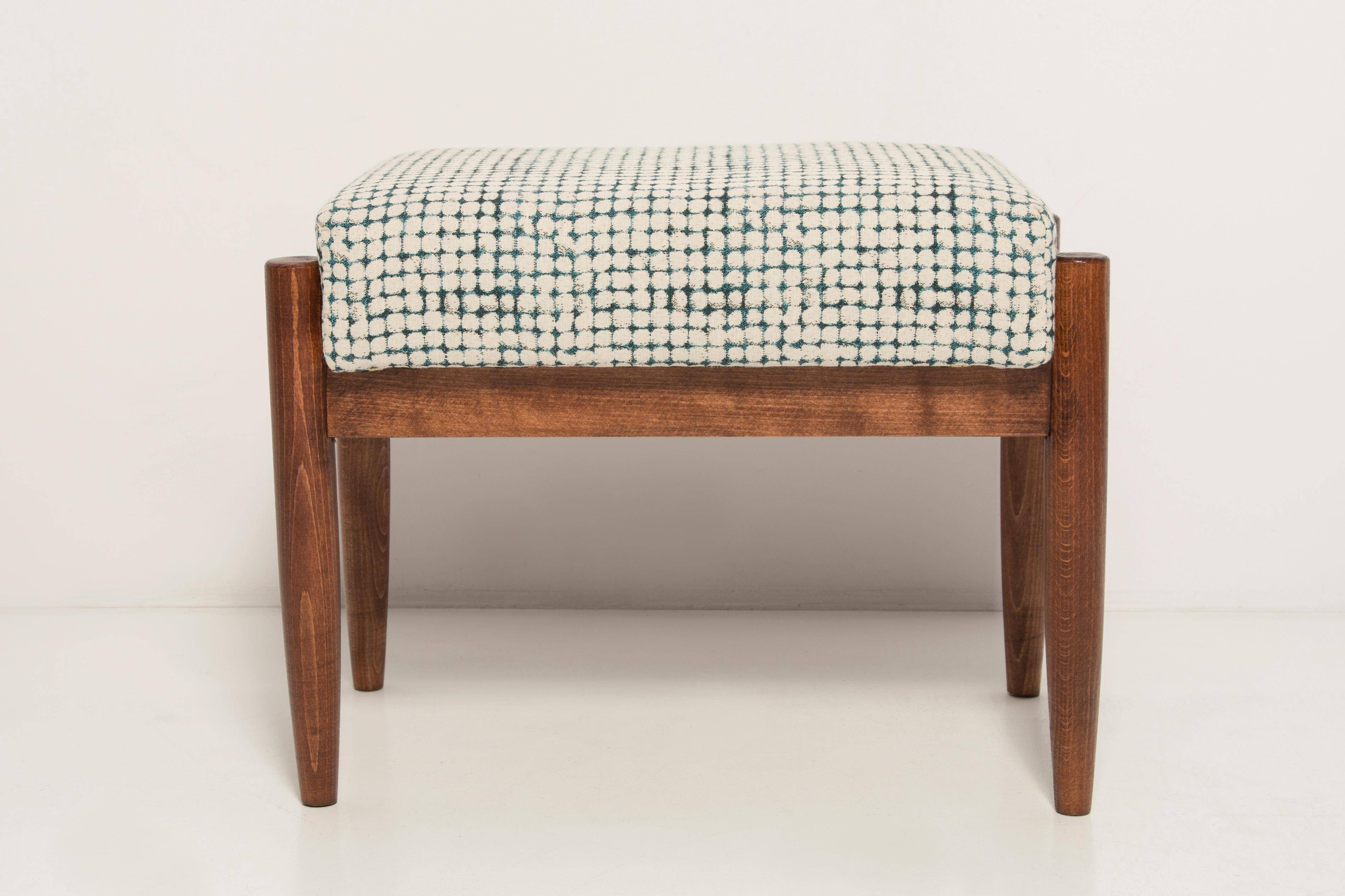 Paire de tabourets vintage blanc et aqua milieu du siècle, Edmund Homa, 1960s