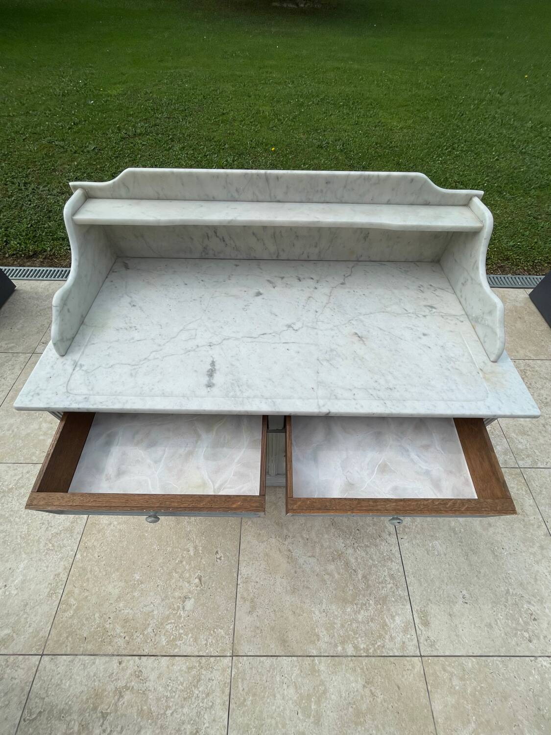 Antique bathroom cabinet with marble