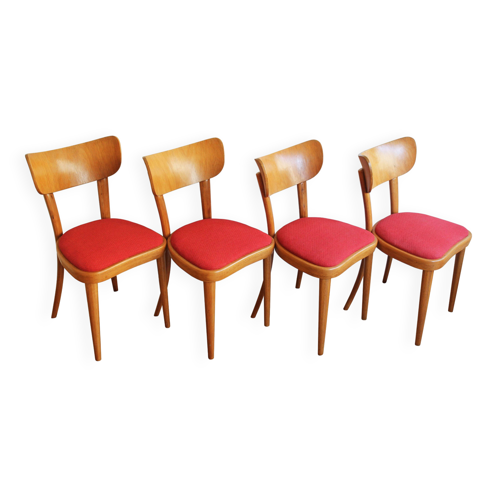 Set of Four Thonet Dining Chairs, Late 1940s