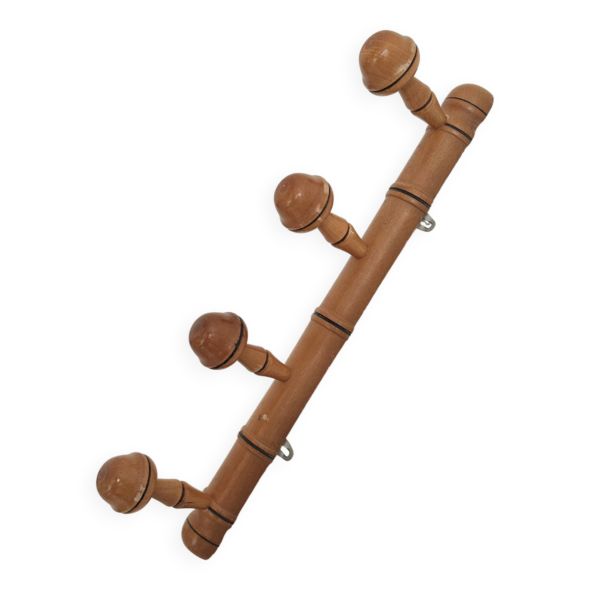 Wall-mounted coat rack in bamboo effect wood