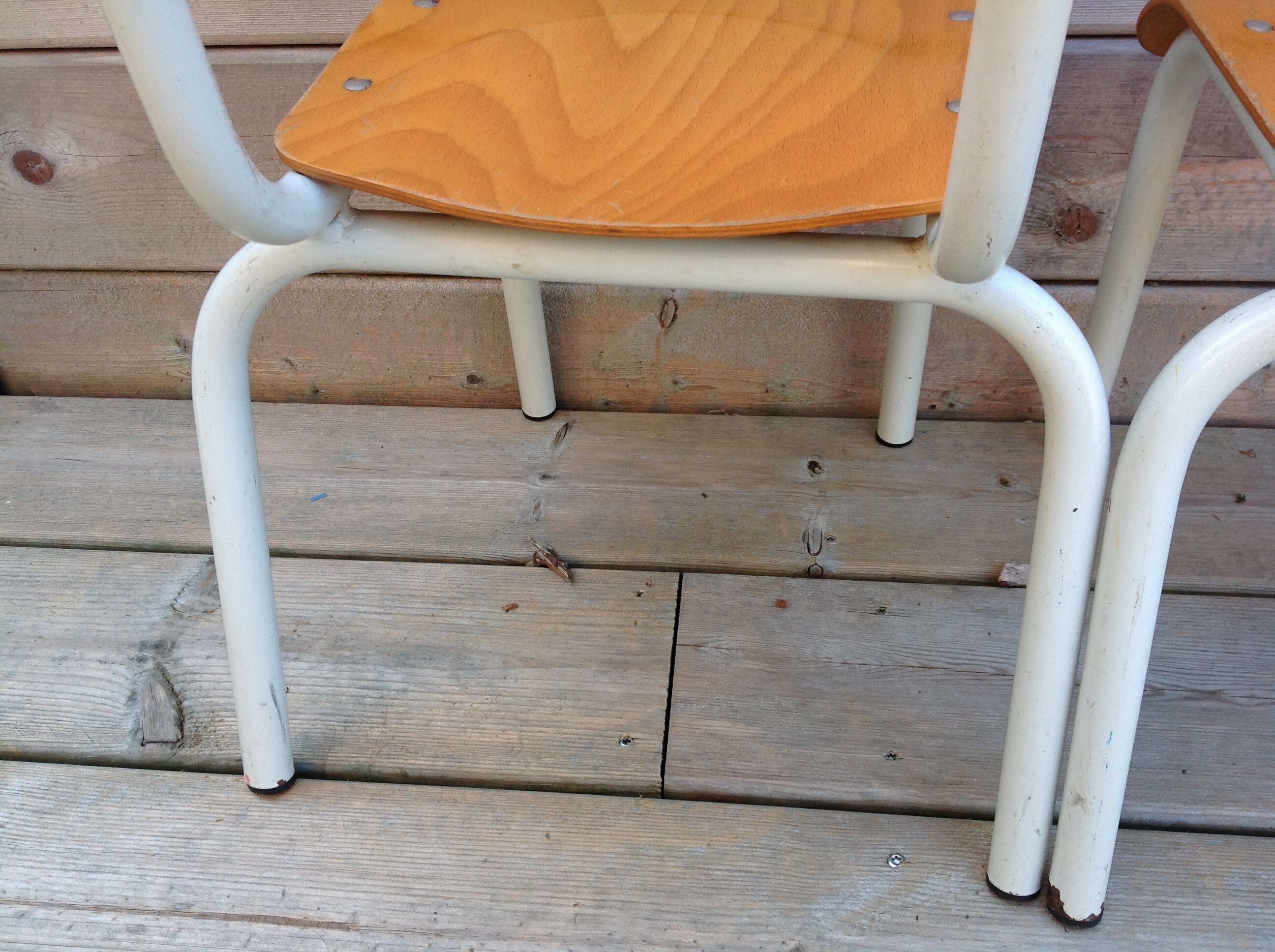 Duo of child school boy chairs