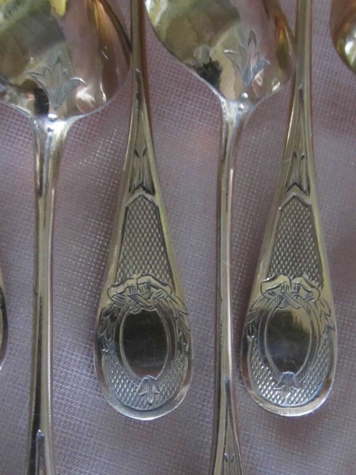 Box of 12 small silver spoons vermeil punch Minerve 190 Grs