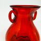 Mid-century modern vase, red glass, designed by J. Słuczan-Orkusz, Poland, 1970s