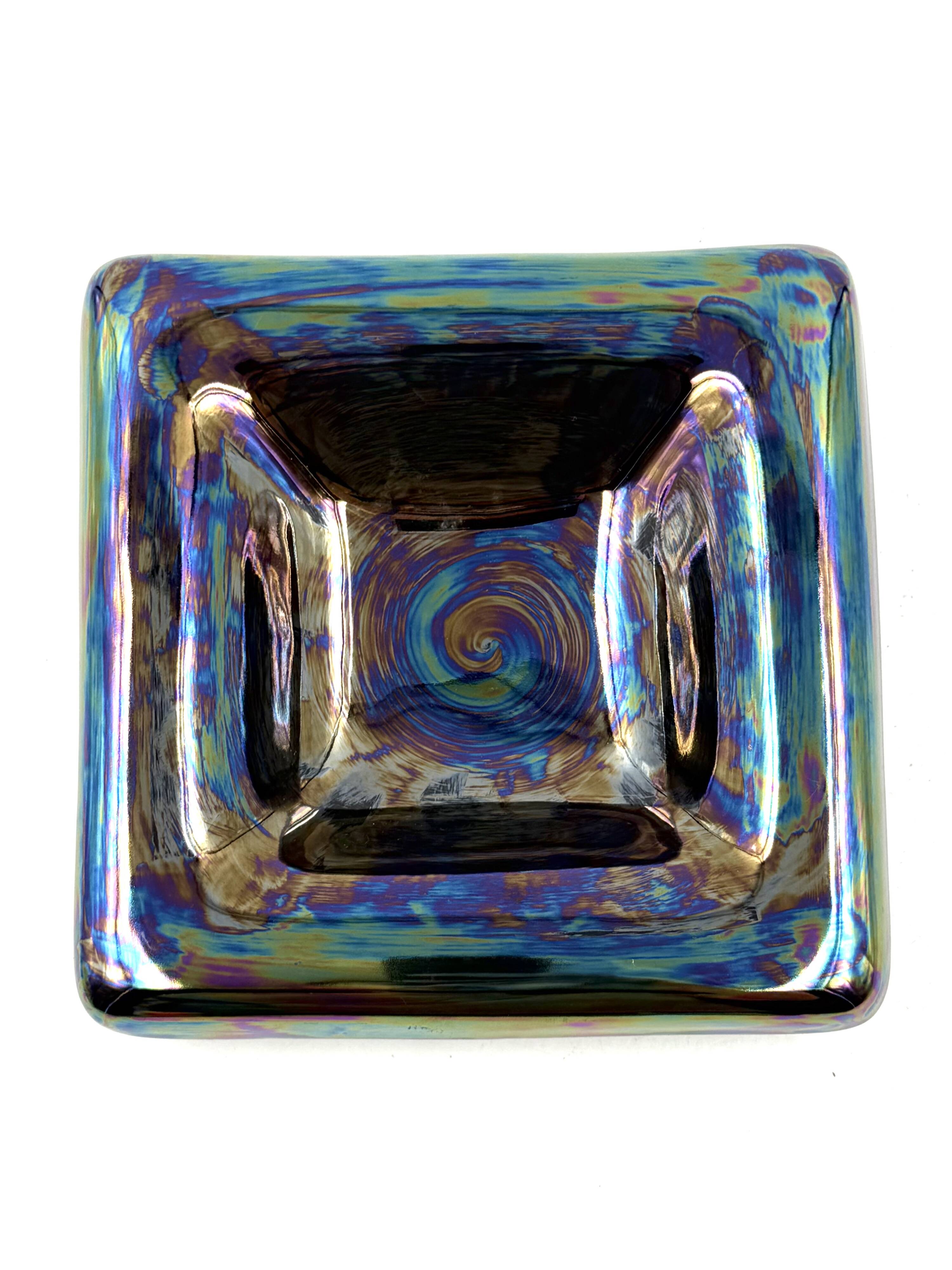 Mid-century modern iridescent ceramic ashtray/ vide poche, Paoli Italy 1970