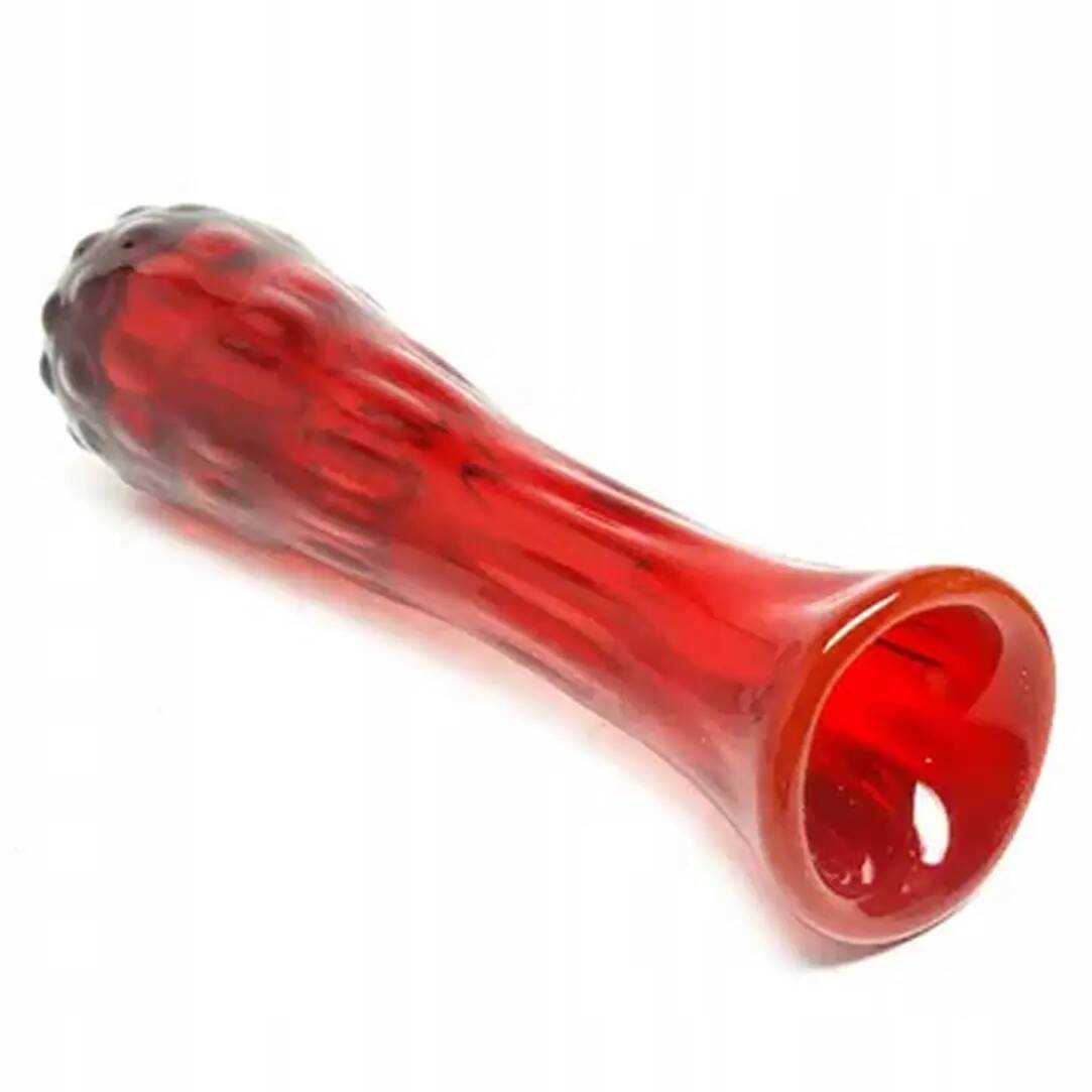 Bean vase, mid-century modern, red glass, Ząbkowice, Poland, 1970s