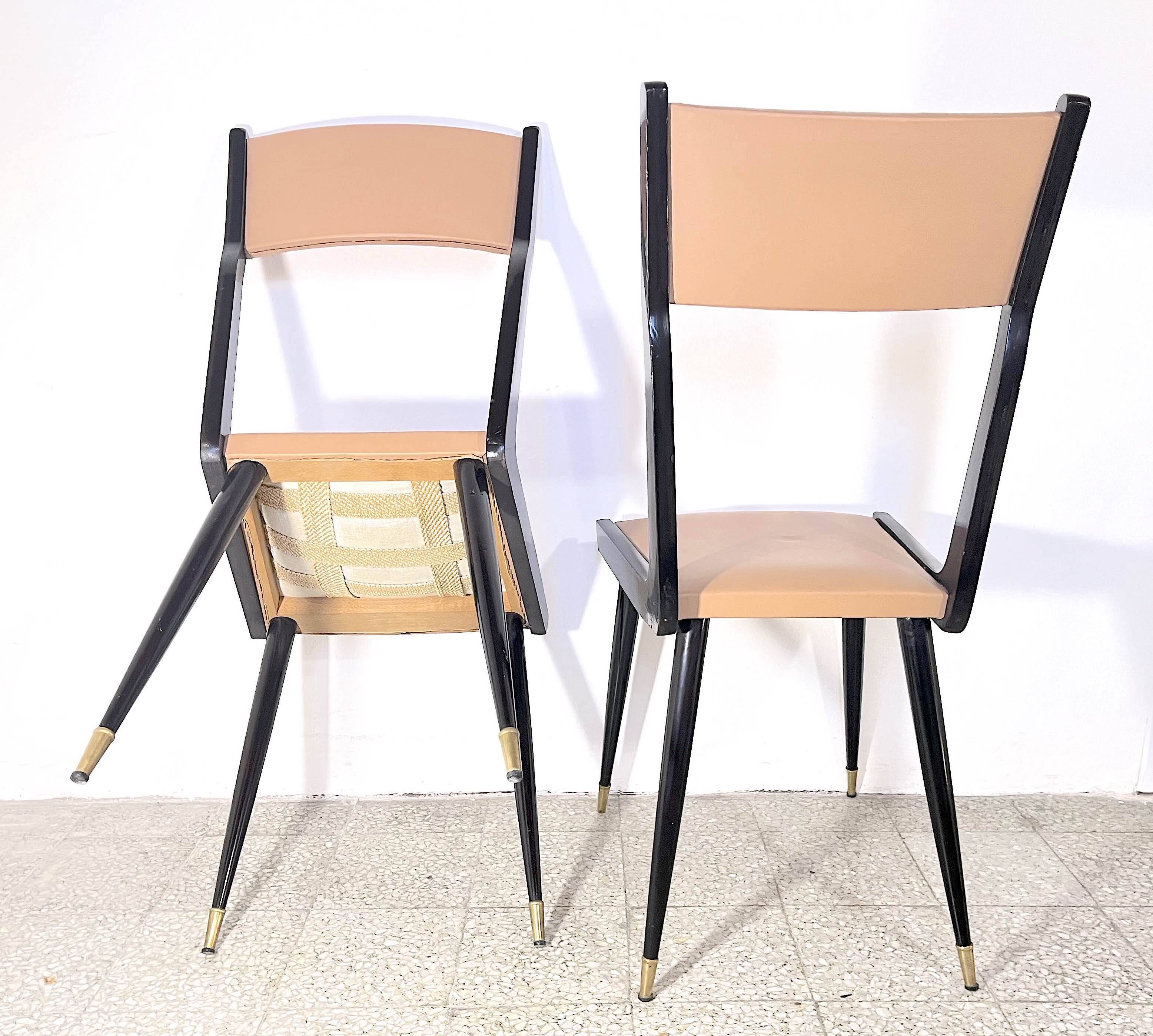 Pair of Carlo De Carli style chairs, Italy 1950s