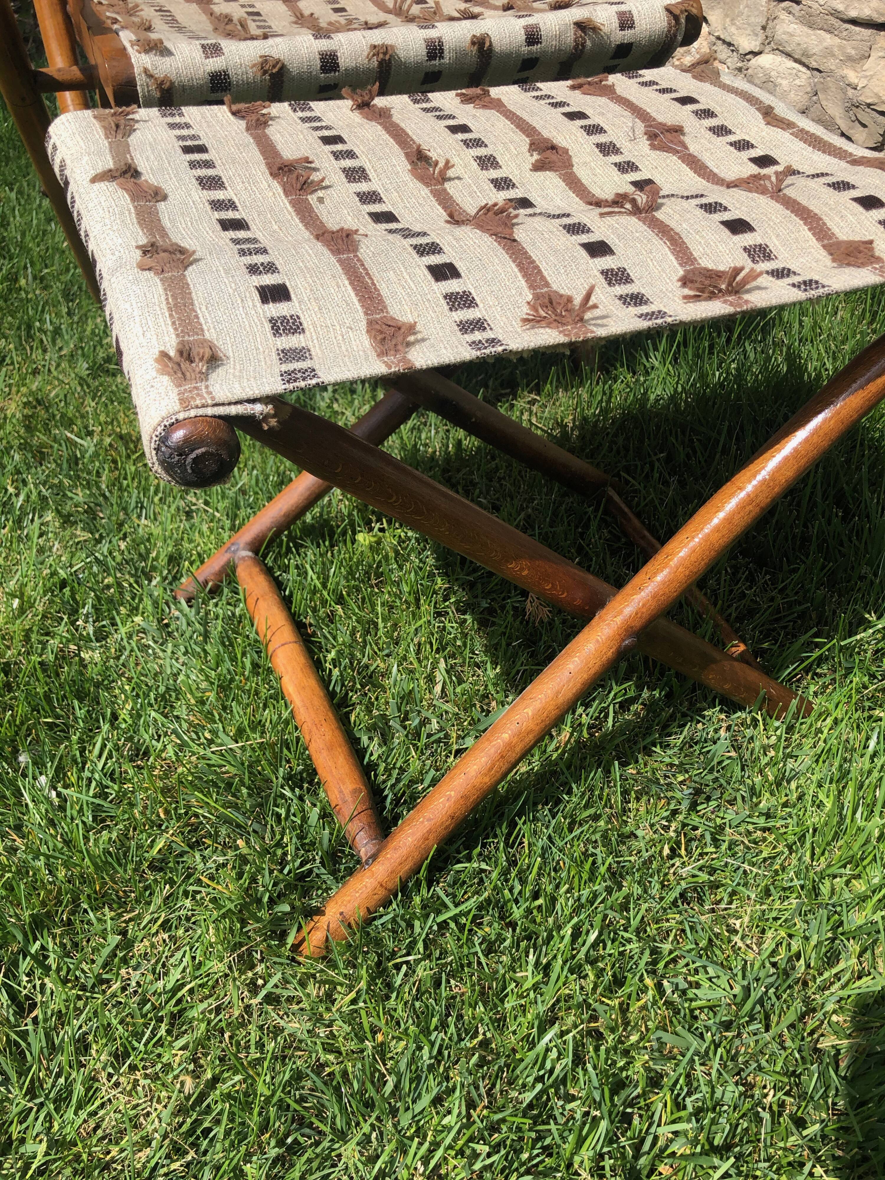 Folding garden chair and his foot rests, folding Napoleon III