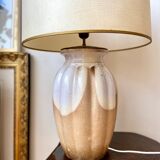 Table lamp in glazed ceramic and beige paper