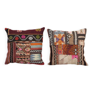 Lot de 2 housses de coussin kilim vintage 48x48 cm