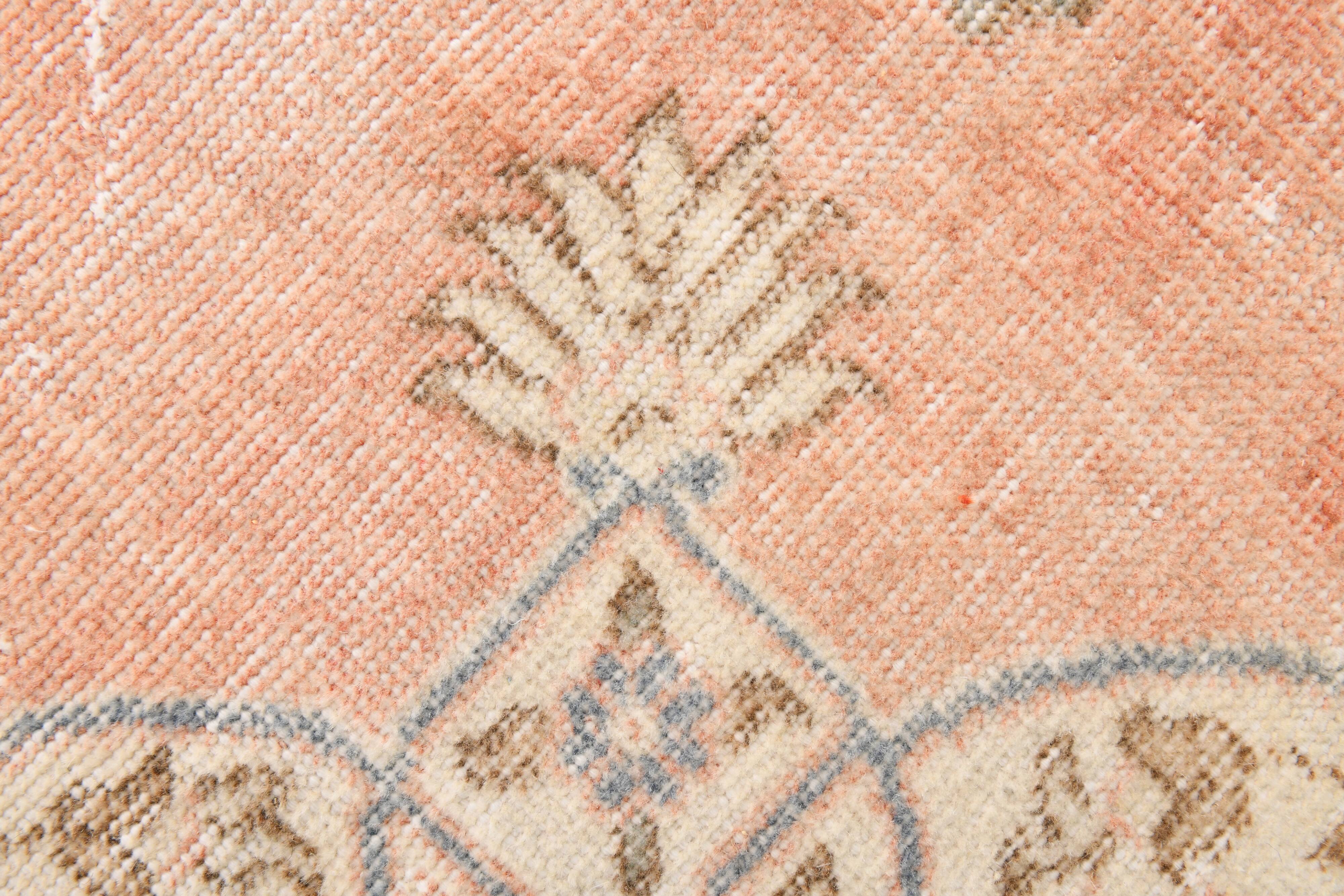 8x12 Classic Pattern Peach & Blue Vintage Rug, 258x357Cm