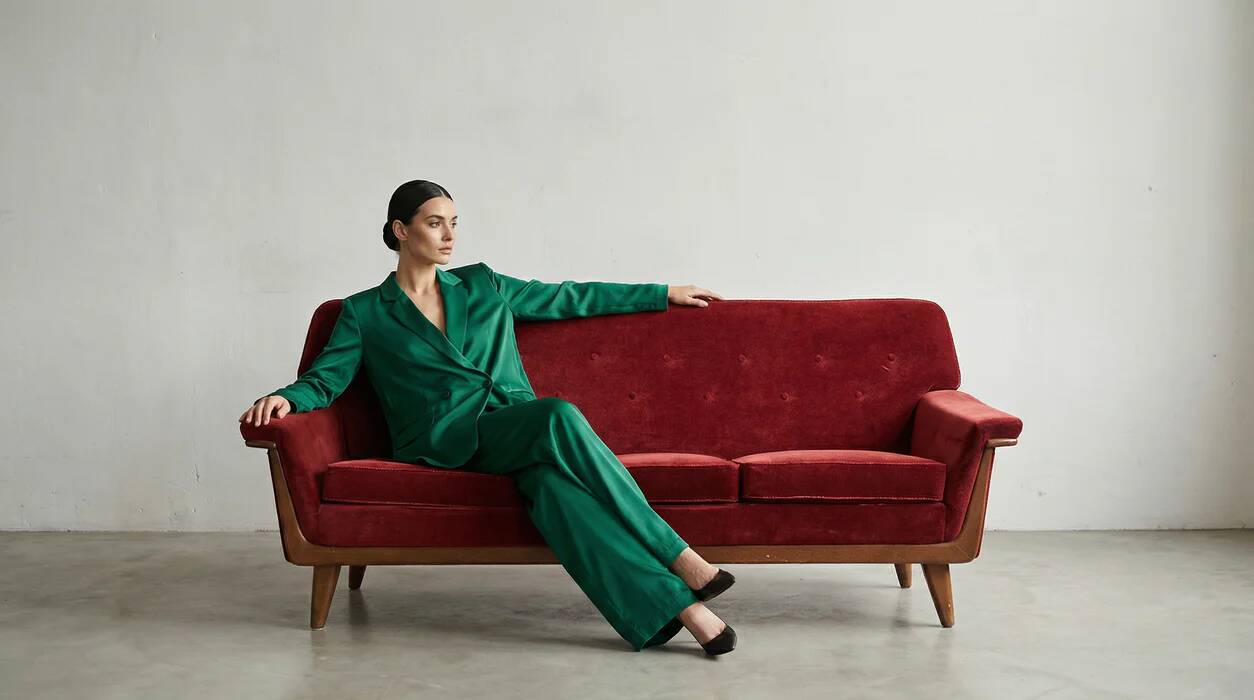 Mid-century modern three-seater velvet sofa, Swedish 1950s–1960s