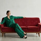 Mid-century modern three-seater velvet sofa, Swedish 1950s–1960s