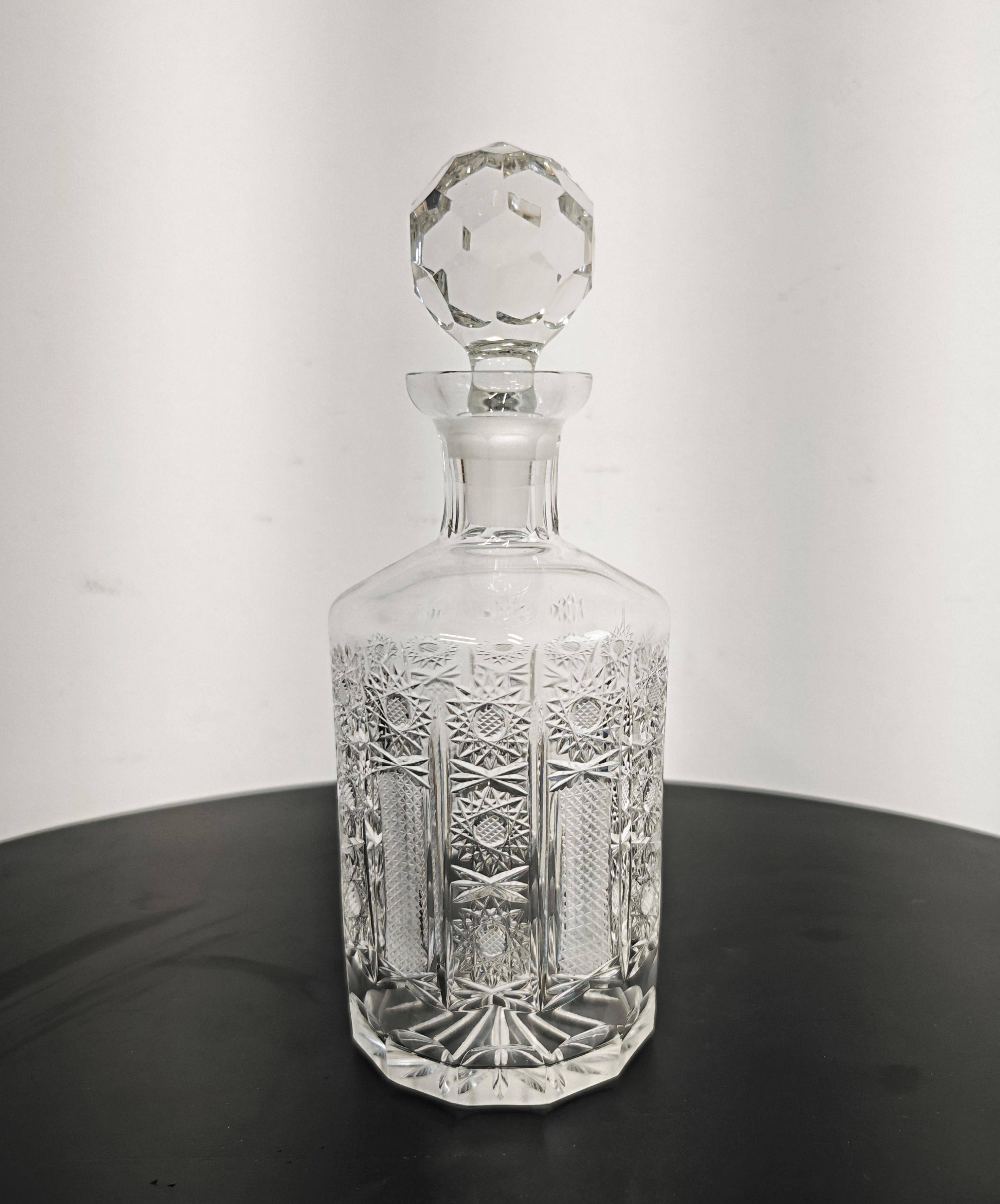 Vintage crystal carafe from Czechoslovakia, 1960s.
