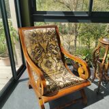 Colonial armchair in reupholstered teak