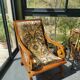 Colonial armchair in reupholstered teak