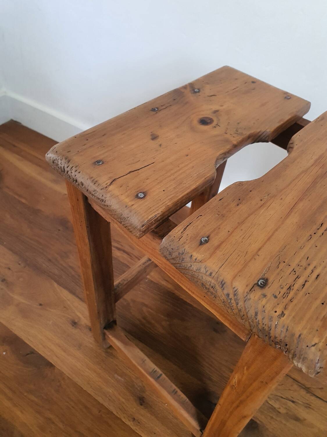Antique wooden farm stool