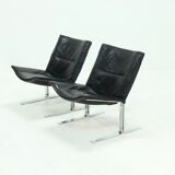 Set of 2 danish Kebe Møbler lounge armchairs model eagle with black leather