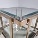 Square side table with two levels in modern Regency style, veneered in 23-carat gold by Belgo Chrom.