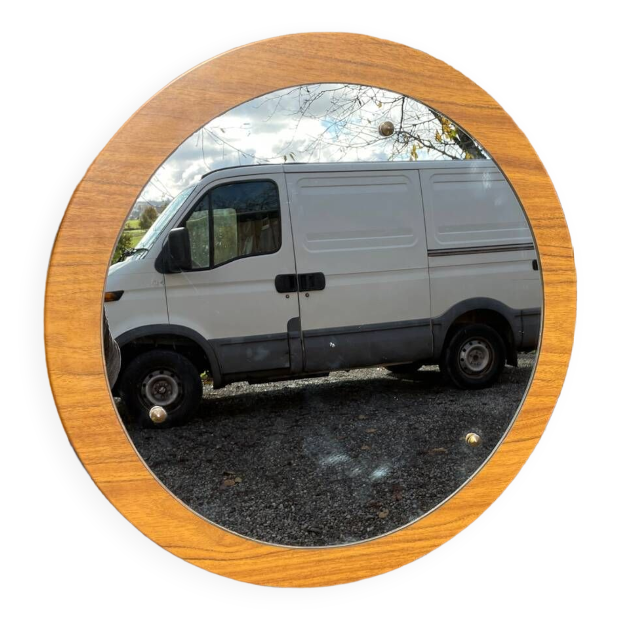 vintage teak wood wall mirror