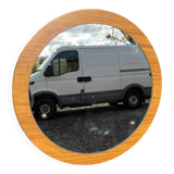 vintage teak wood wall mirror