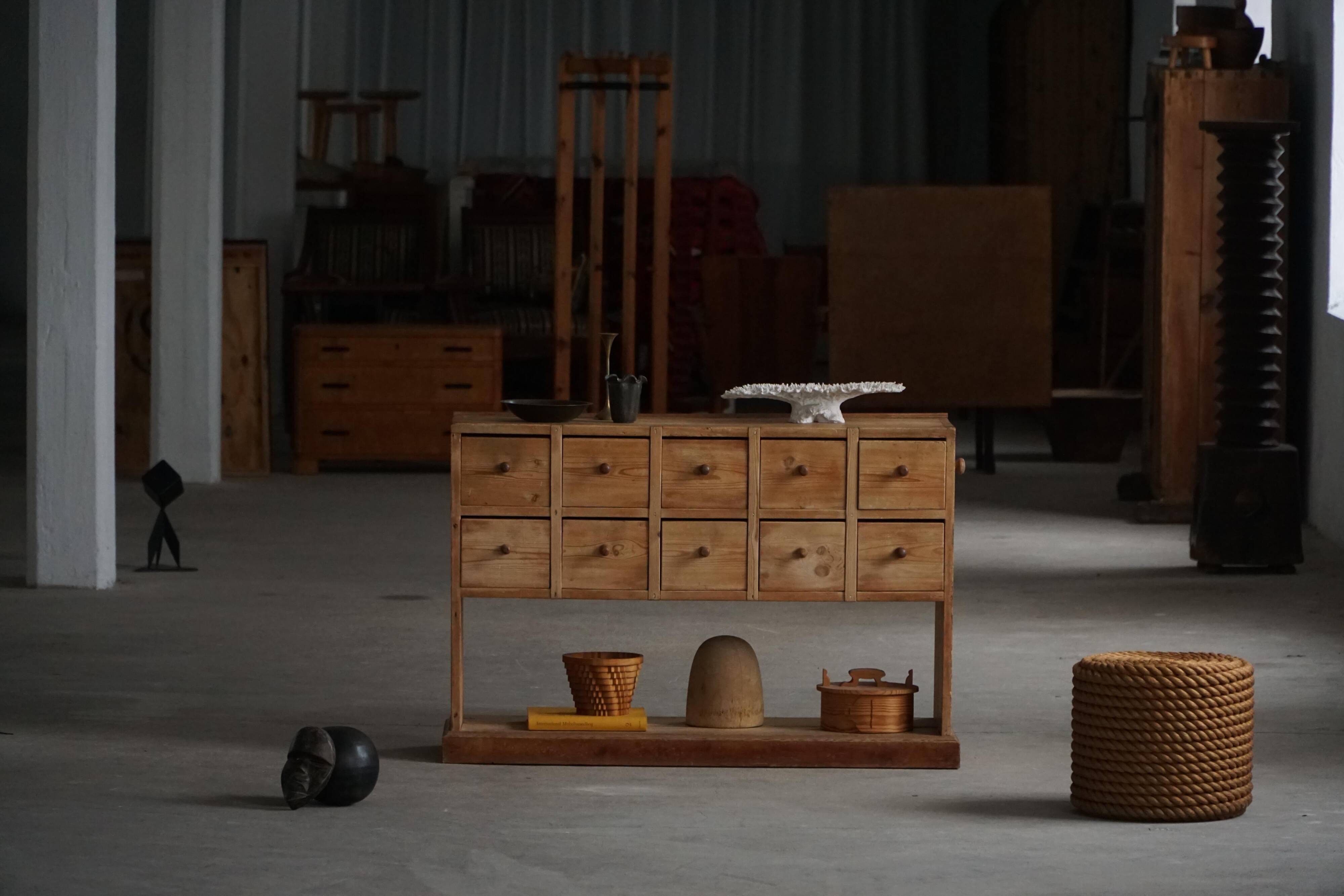 Danish apothecary cabinet in antique pine from the 19th century / Console, 1850–1880s