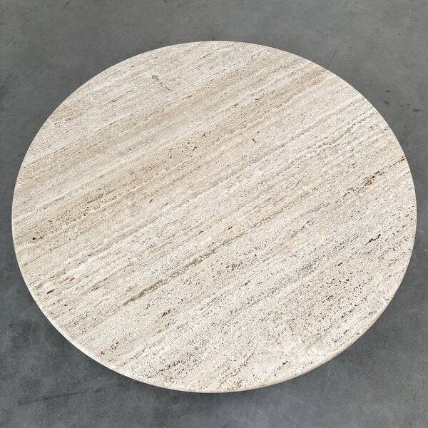 Round travertine coffee table, 1970s