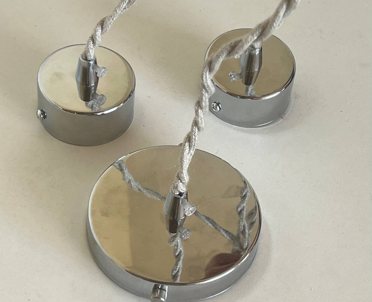 Triple suspension cascade three tulips crystal and vintage chrome