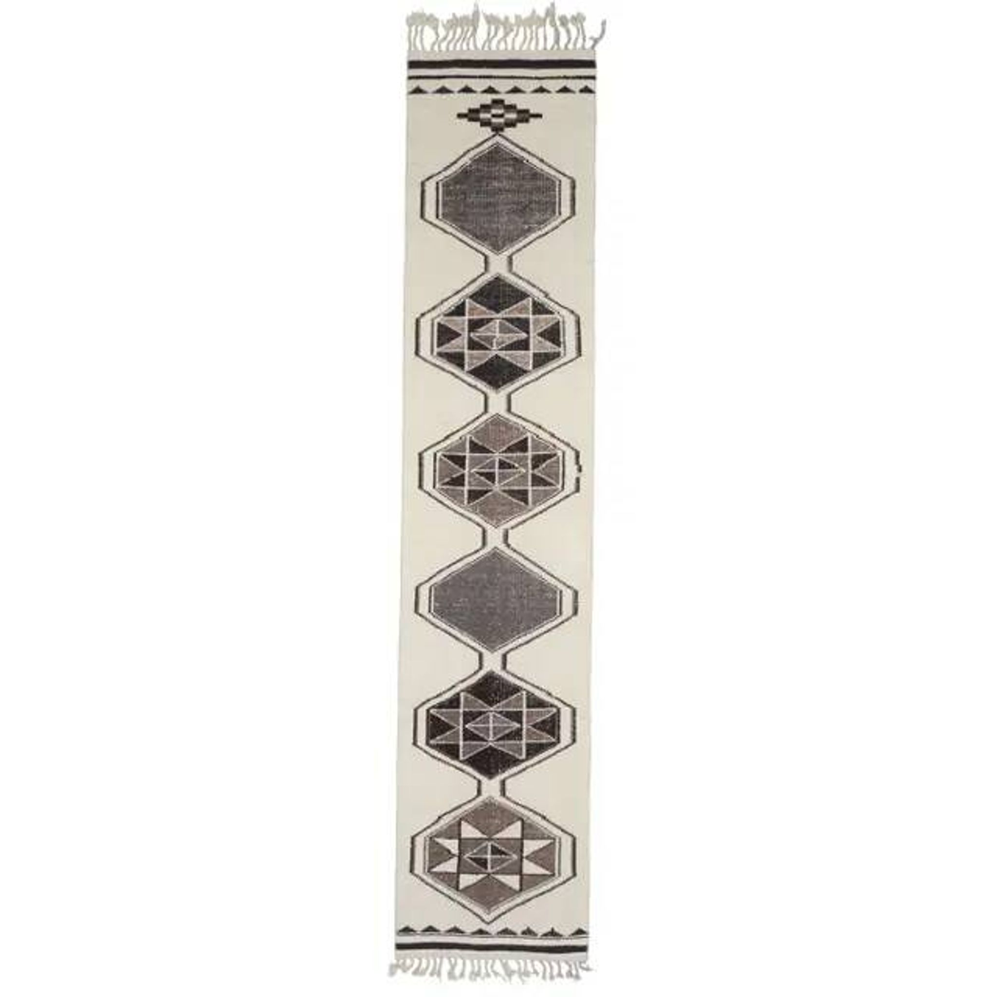 1970s Vintage Turkish Hand-Knotted Wool Cotton Beige Runner Rug 81x388