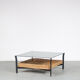 1960s Coffee table with wicker and smoked glass, Netherlands