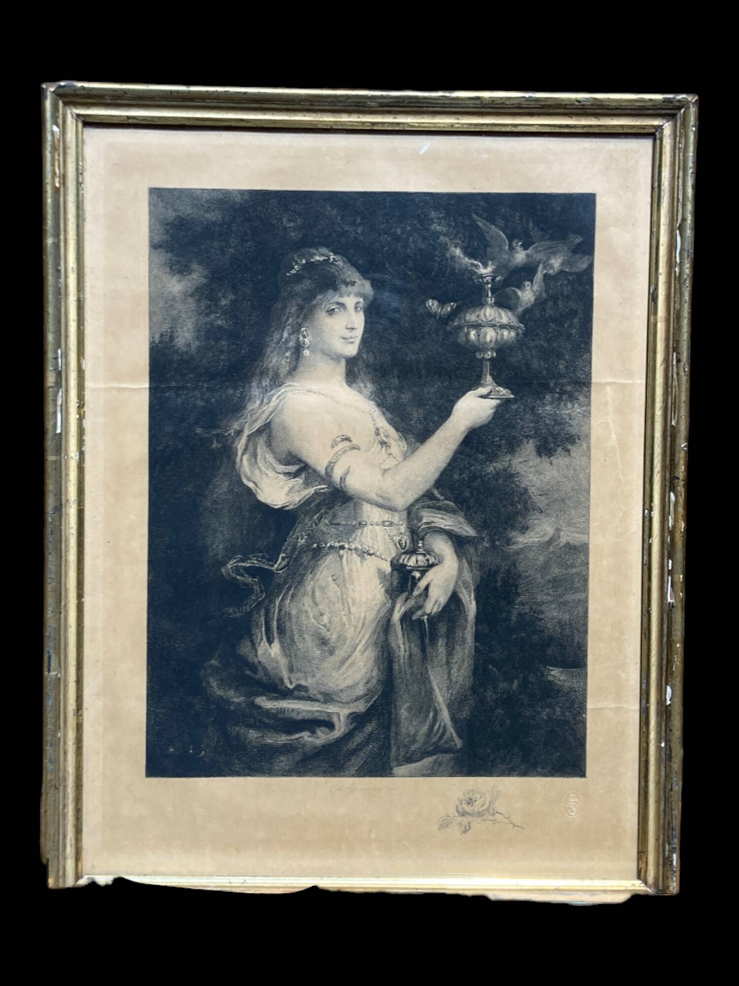 Engraving of a woman.