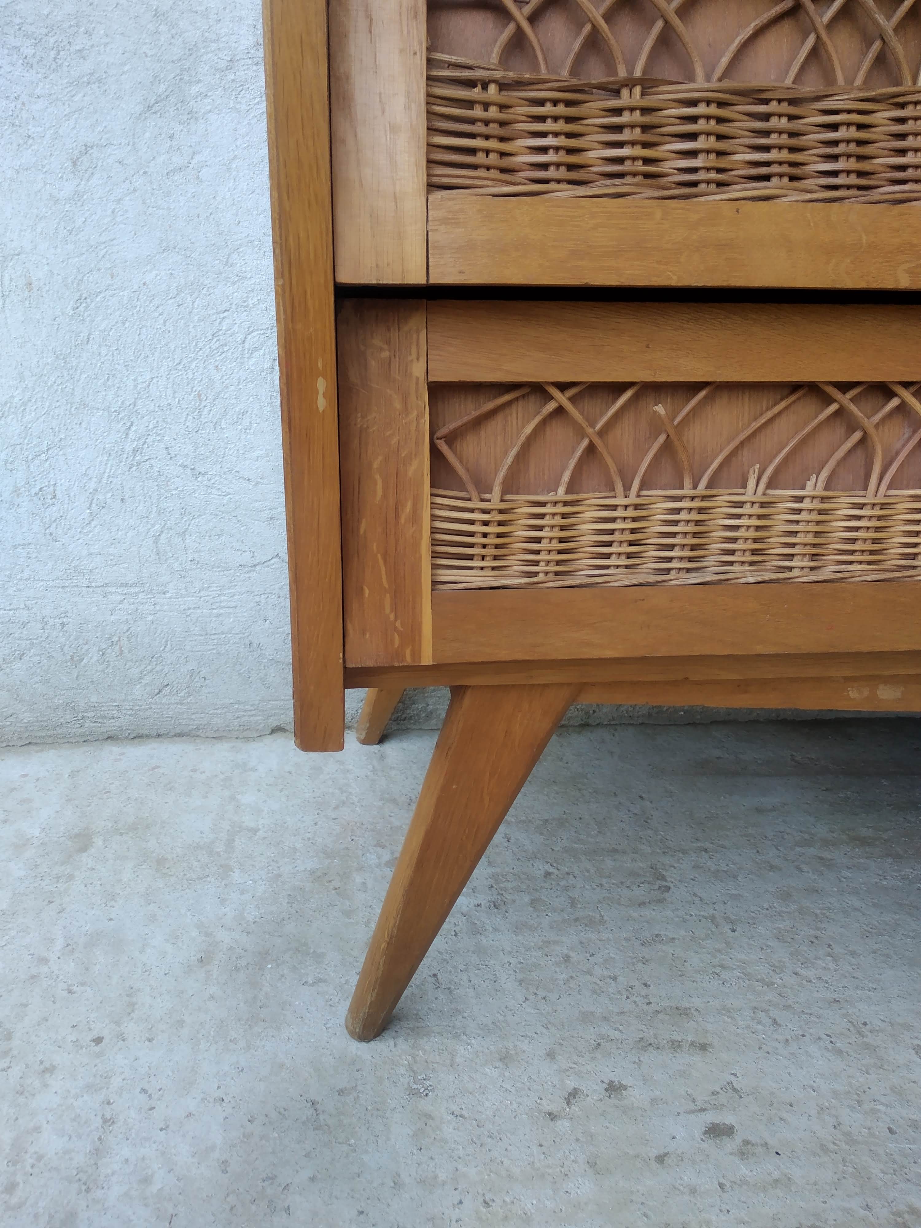 Vintage dresser rattan compass feet