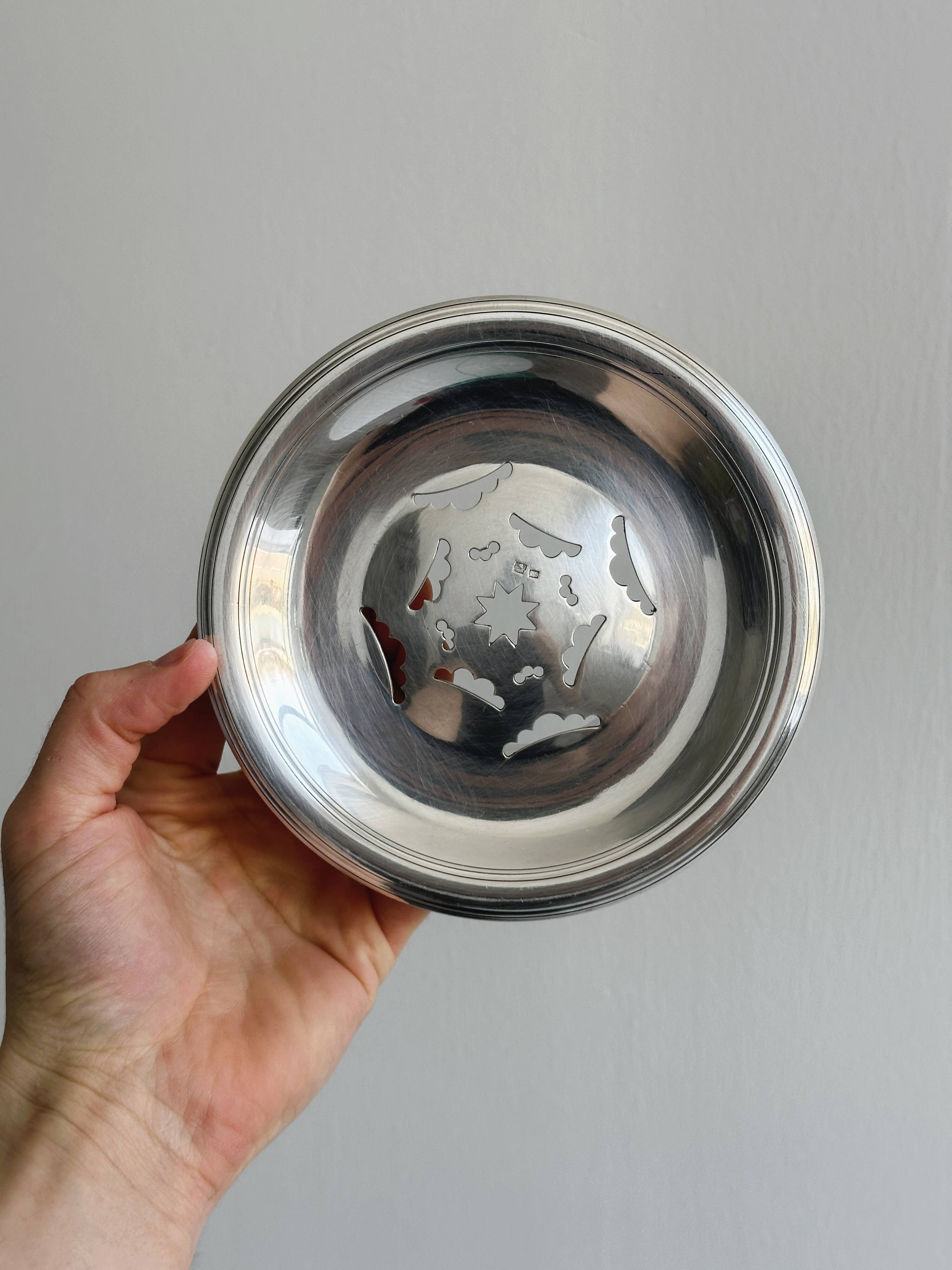 Old silver-plated metal presentation butter dish in Coquillor style