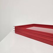 Vintage Italian Red Metal Trays / Mid-Century Modern Decorative Servin