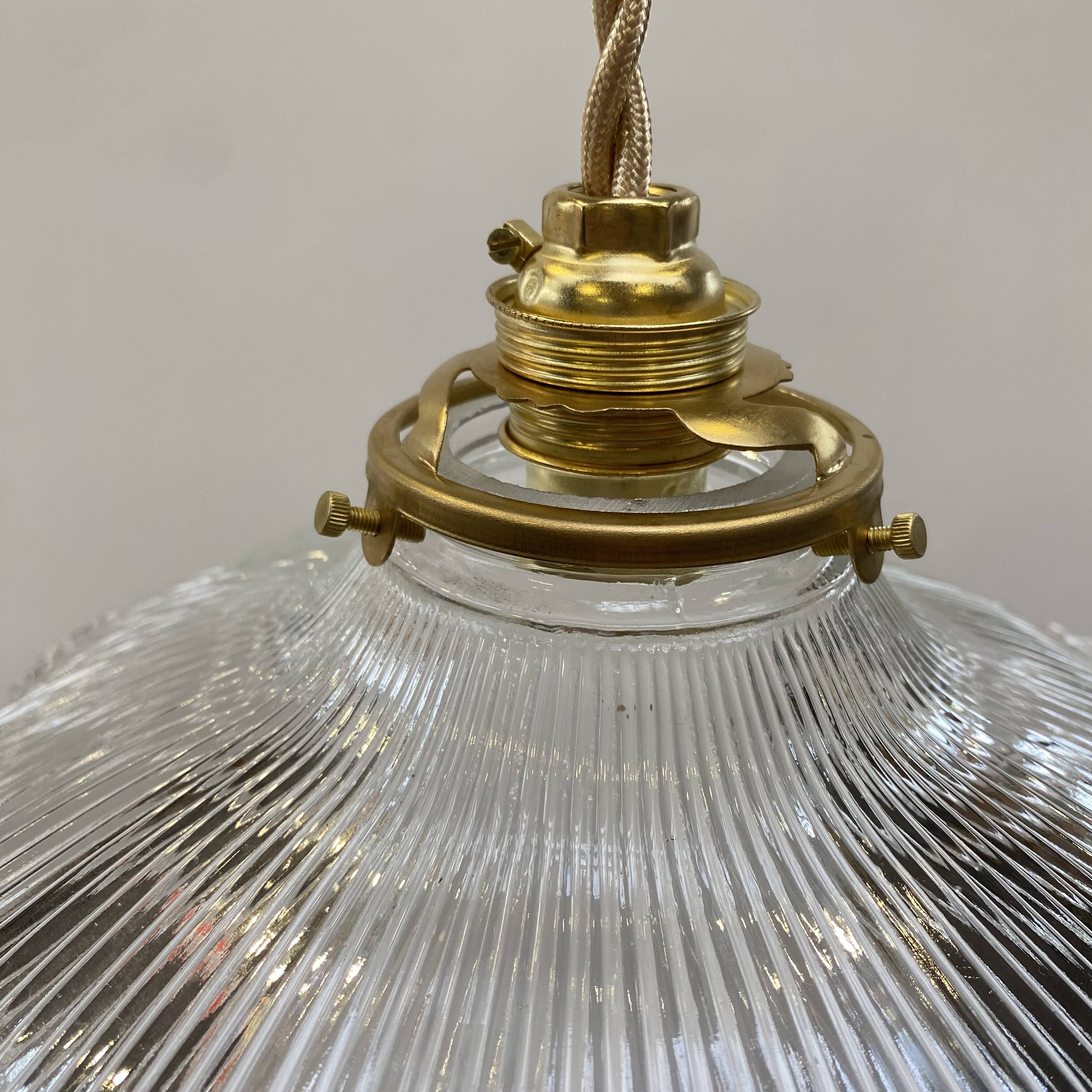 Holophane glass pendant light
