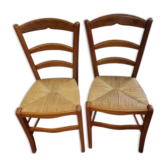 2 oak chairs