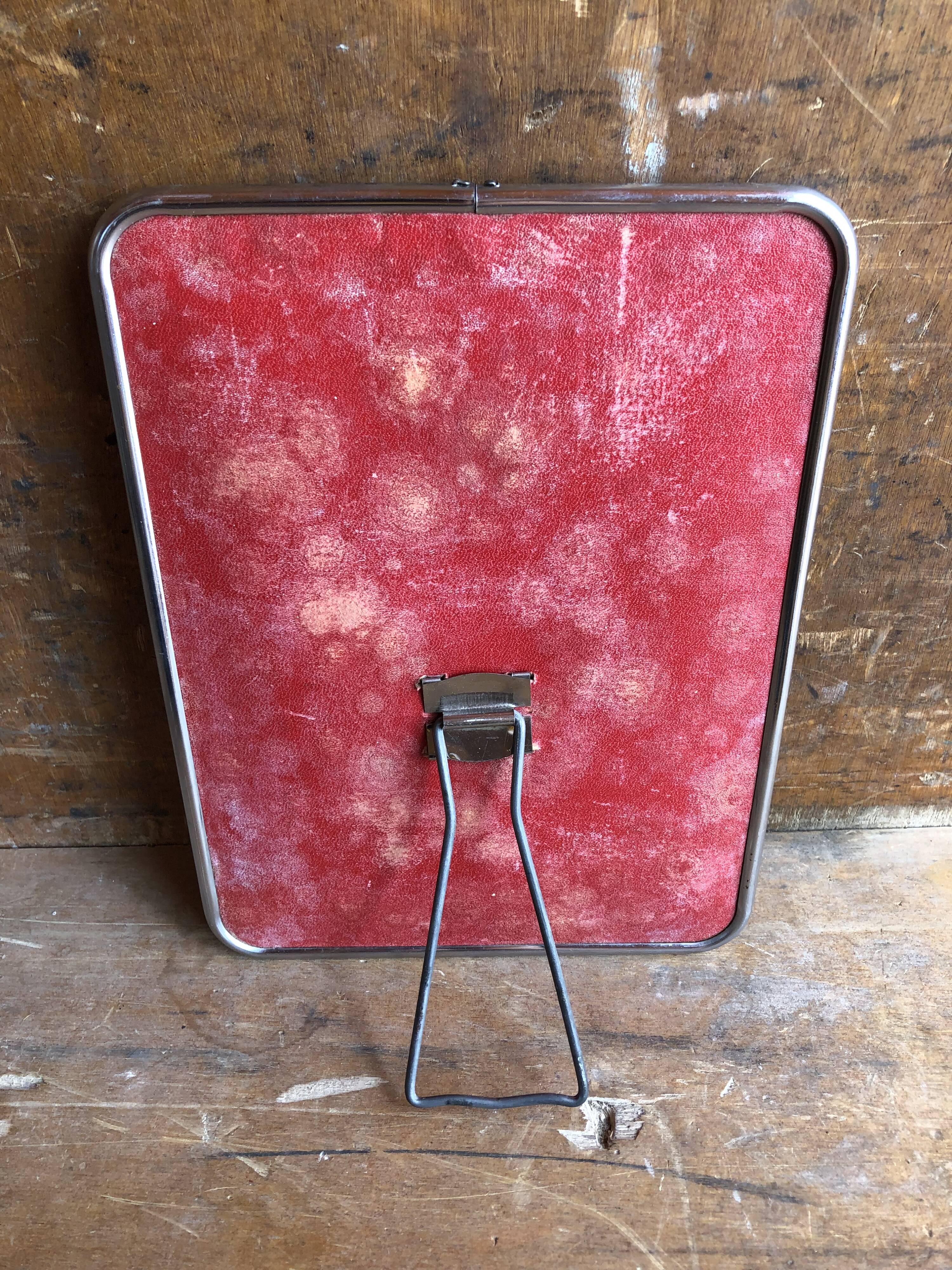 Old mirror barber contour alu + tripod decoration 50s vintage