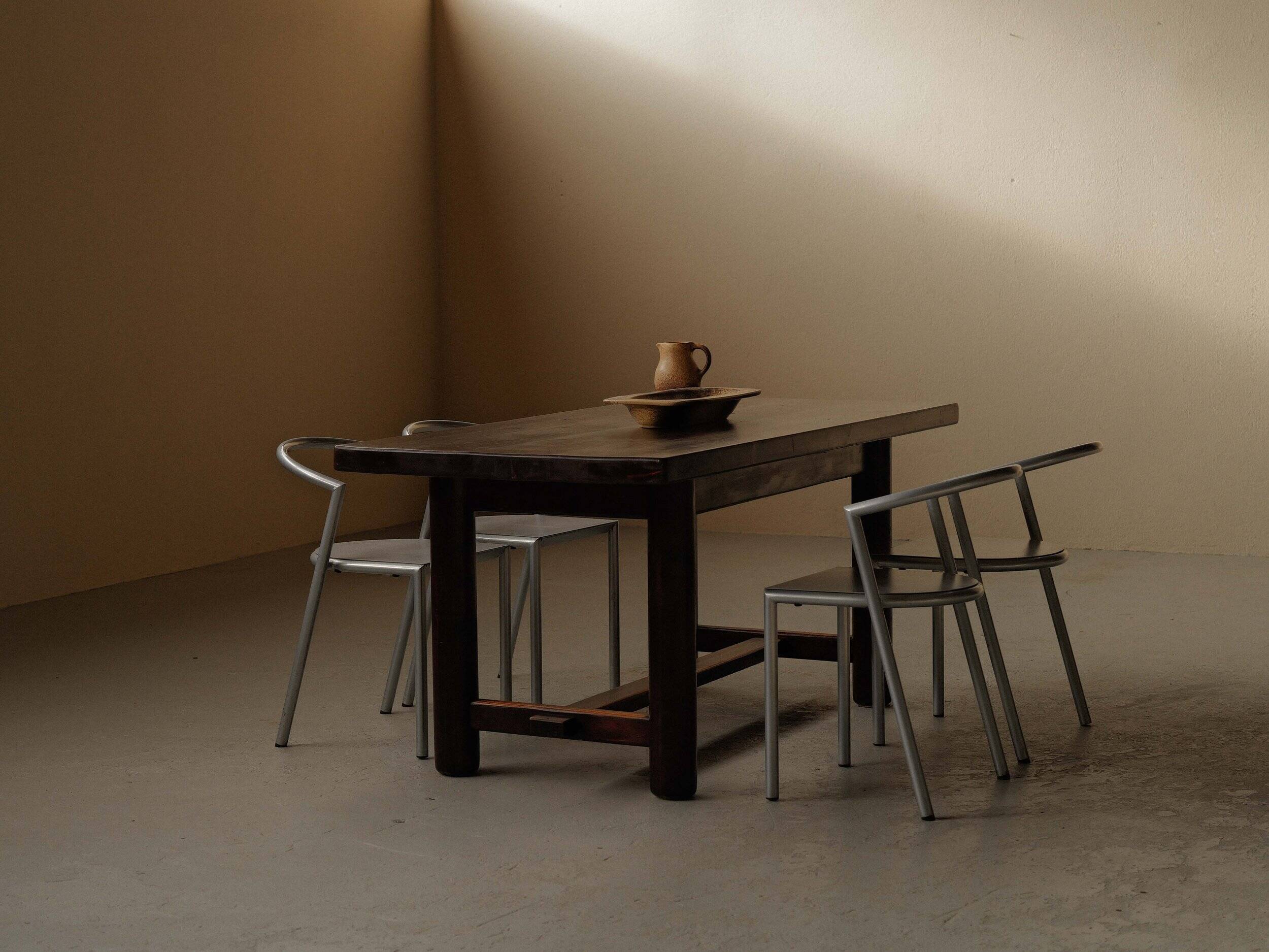 Modernist solid pine table, 1960s