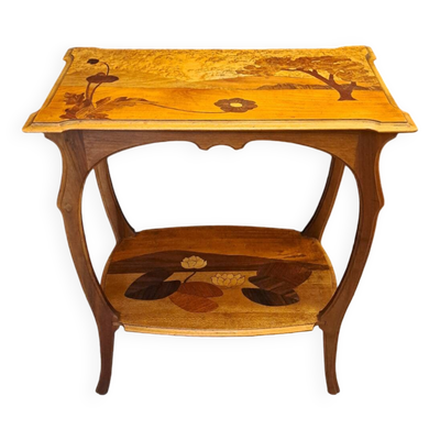Table de salon art nouveau en marqueterie