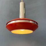 Small red and chrome space age pendant lamp