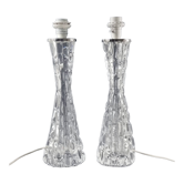 Paire de lampes de table en verre cristal par Carl Fagerlund pour Orrefors, Suède, 1960s