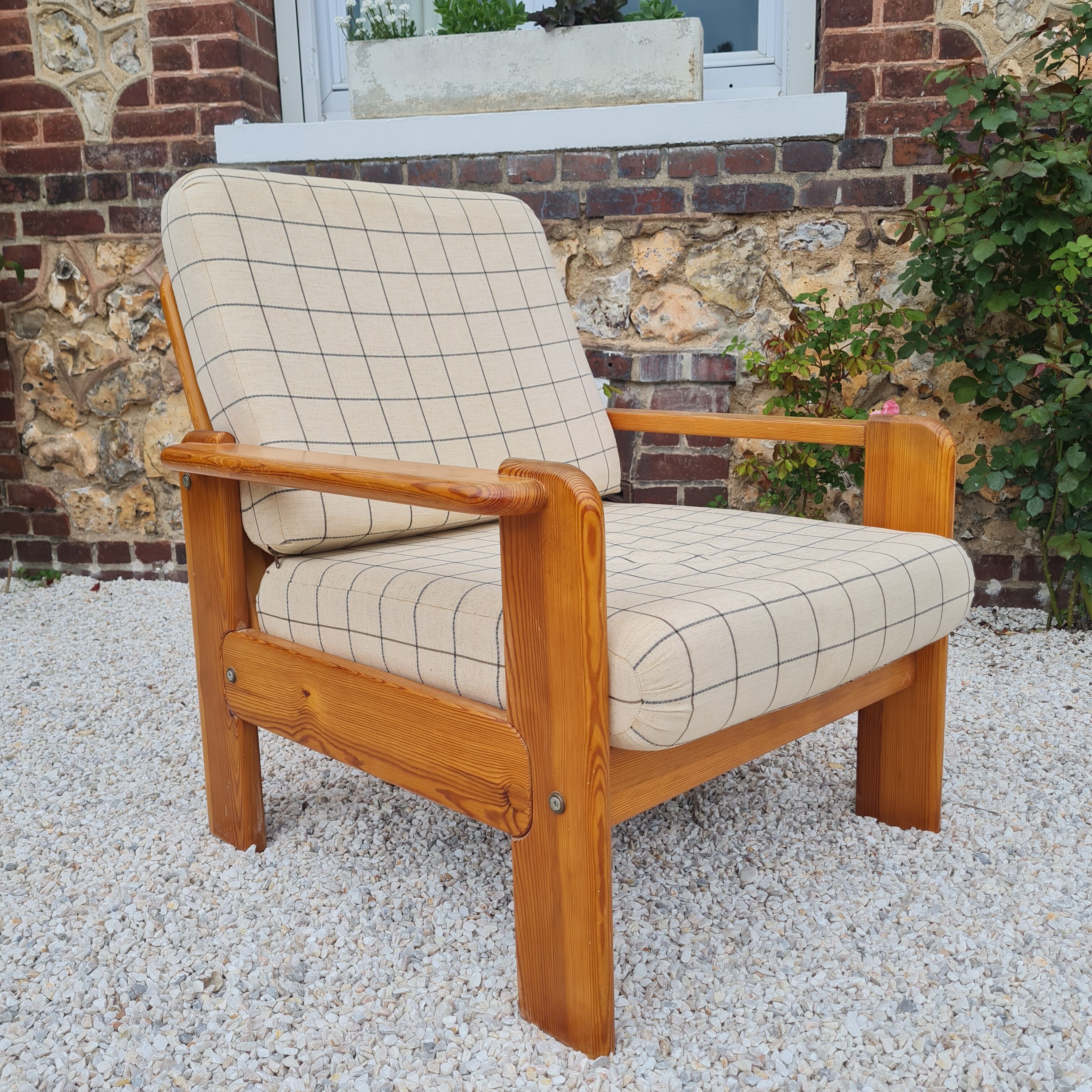 Fauteuil suédois en pin 1970