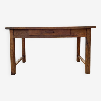 Hand-carved solid wood farm table