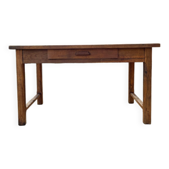 Hand-carved solid wood farm table