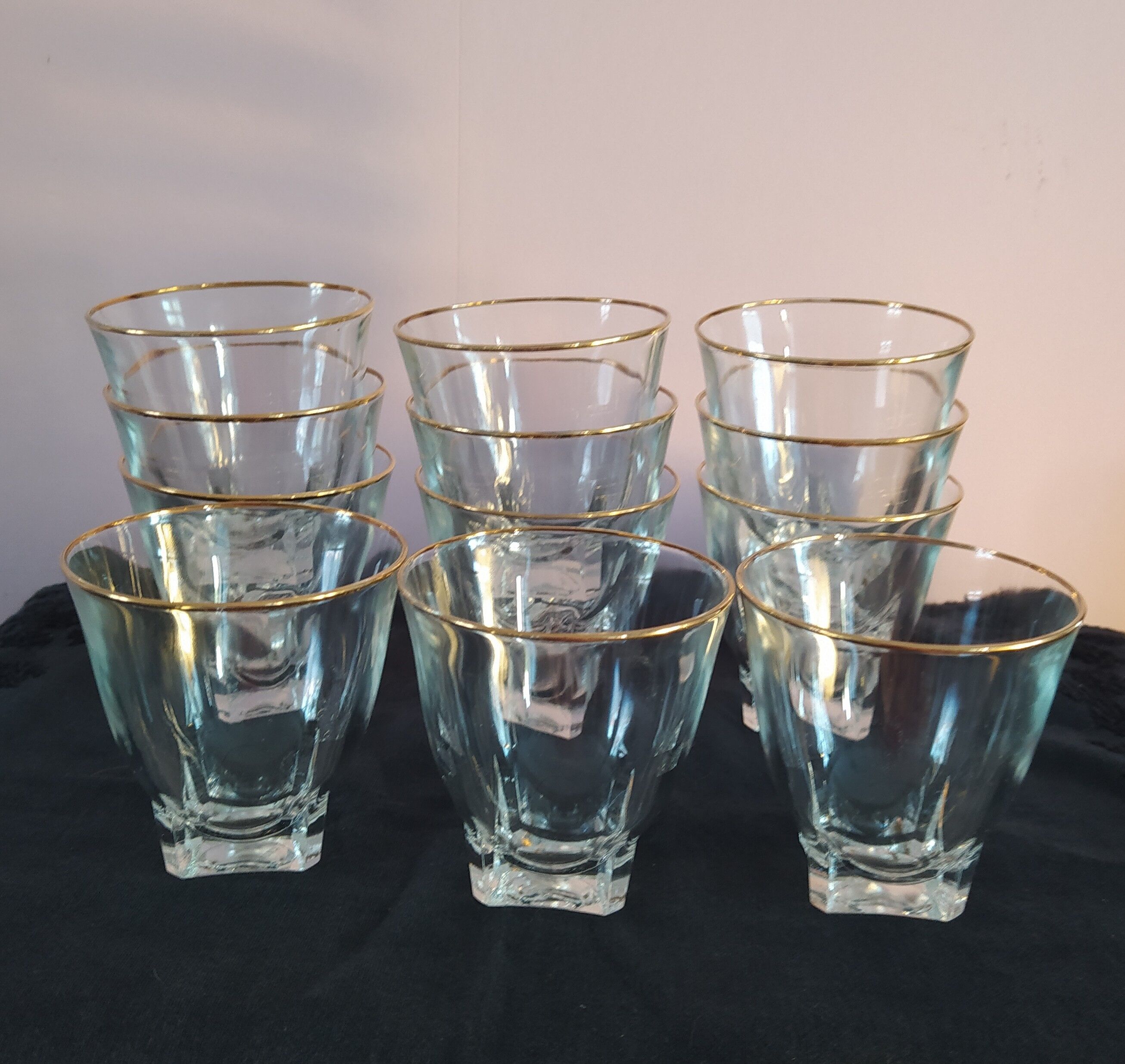 Series of 12 vintage wine glasses