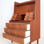 Tall mid-century teak secretary desk / Danish modern design / 1960s