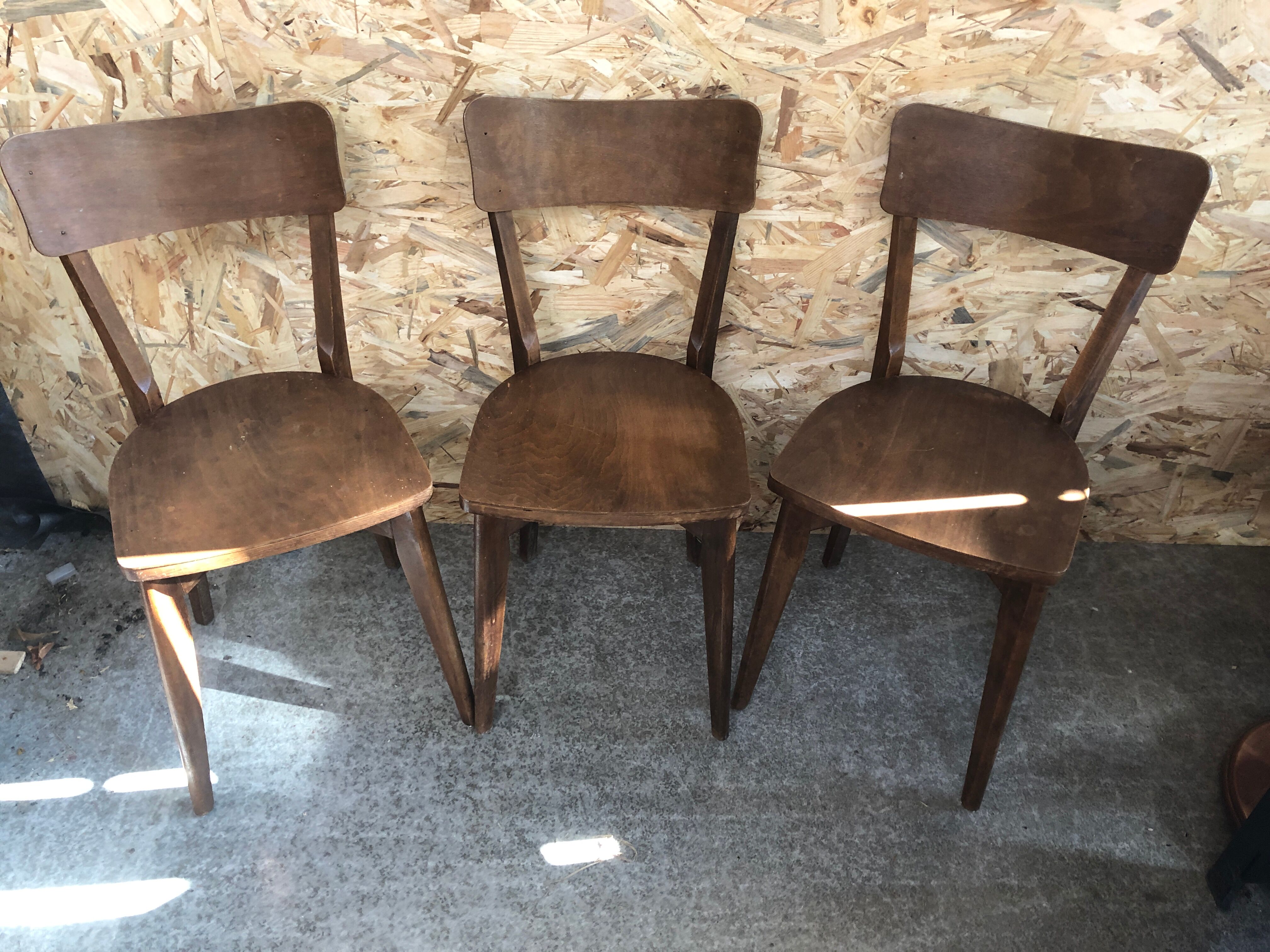 Série de 6 chaises bistrot scandinave bois vintage