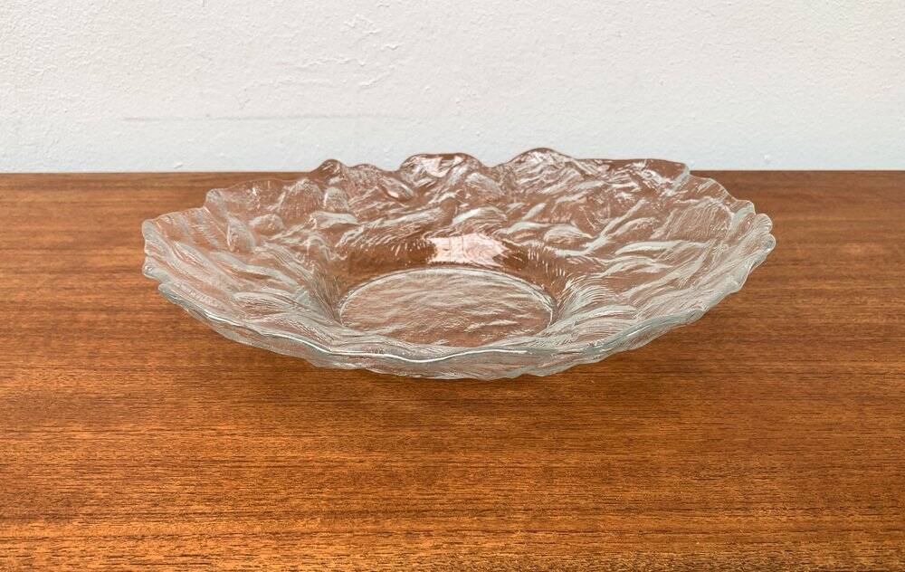 Vintage frosted glass bowl, 1970s.