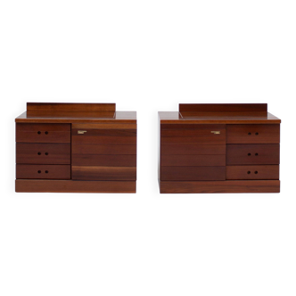 Set of two Italian mid-century wooden nightstands
