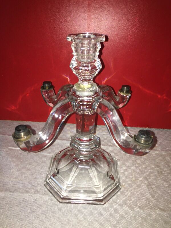 Paire candélabre bougeoir cristal Baccarat modèle Régence 5 lumières